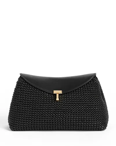 Totême Toteme T-lock Woven Leather Clutch Bag Bags In Black