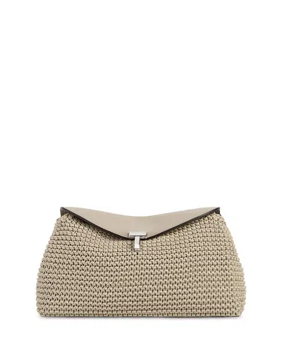 Totême T-lock Woven Leather Convertible Clutch In Black In Neutral