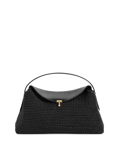 Totême Toteme T-lock Woven Leather Clutch Bag Bags In Black