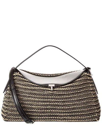 Totême Toteme T-lock Woven Leather Top Handle Shoulder Bag In Brown