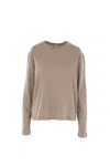Totême Womens Taupe Relaxed-fit Long-sleeves Cotton And Cashmere T-shirt In Sand