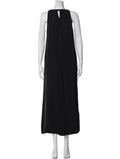 Pre-owned Totême T Strap Crepe Back Satin Dress Long Dress In Black