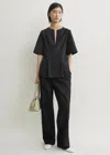 Totême Tailored Cotton Top Black In Black