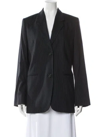Pre-owned Totême Tailored Pinstriped Suit Jacket Wool Blazer In Black