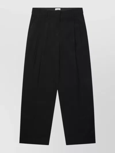 Totême Tailored Straight Pants Pleats Belt Loops Pockets In Black