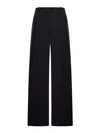 Totême Fluid Trousers With Wide Leg And Pleats In Black