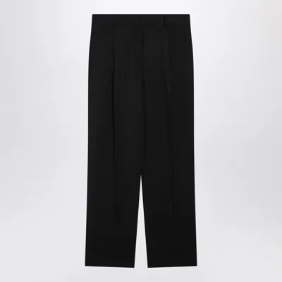 Totême Toteme Tailored Wool-blend Trousers With Front Pleats And Welt Pockets In Black