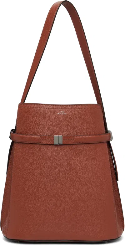 Totême Tan Belted Grained-leather Bucket Bag In Brown