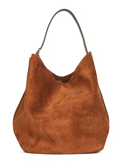 Totême Tan Belted Suede Tote Bag In Brown