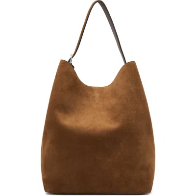 Totême Tan Belted Suede Tote In Brown
