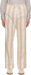Totême Stripe Press-creased Drawstring Trousers In 885 Sand Dune Stripe