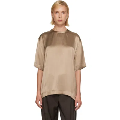 Totême Tan Satin T-shirt In Brown
