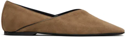 TOTÊME TAUPE EVERYDAY SUEDE BALLERINA FLATS