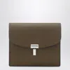 Totême Taupe Grained-leather T-lock Card Holder In Gray