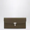 Totême Taupe Grained-leather T-lock Wallet In Gray