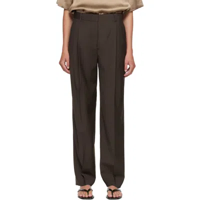 Totême Taupe Pleat Trousers In Brown