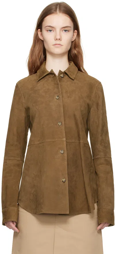 Totême Taupe Soft Suede Jacket In 104 Tobacco