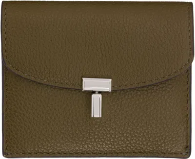 Totême Taupe T-lock Grained-leather Card Holder In Brown