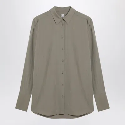 Totême Toteme Taupe Wool-blend Shirt In Green