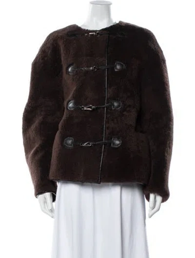 Pre-owned Totême Teddy Clasp Shearling Jacket In Brown
