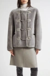 Totême Toteme Teddy Genuine Shearling Clasp Jacket In Gray
