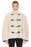 Totême Teddy Shearling Clasp Jacket In Off White