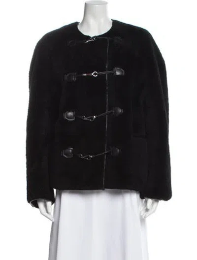 Pre-owned Totême Teddy Shearling Clasp Jacket Shearling Fur Jacket In Black