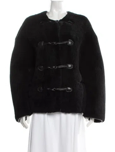 Pre-owned Totême Teddy Shearling Clasp Jacket Shearling Jacket In Black