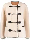 Totême Teddy Shearling Clasp Jacket In Nude