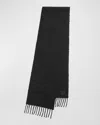 Totême Teddy Wool Scarf With Leather Logo Patch In Black