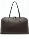 Totême Textured Leather Tote Bag With Zip Closure In Brown