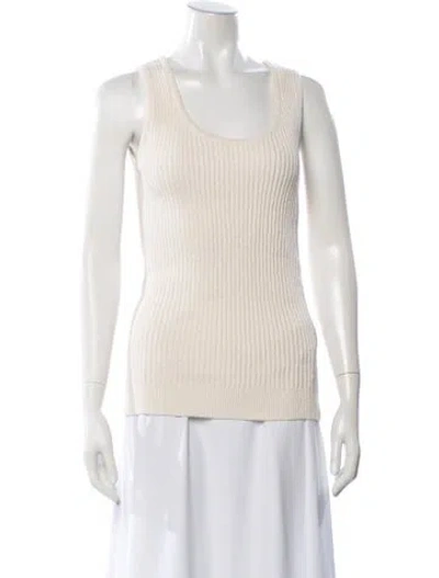 Pre-owned Totême Textured Rib Tank Scoop Neck Top In Neutral