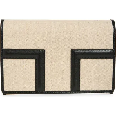 Totême Toteme T-flap Canvas & Leather Envelope Clutch In Brown