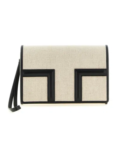 Totême T-flap Envelope Clutch In Sand