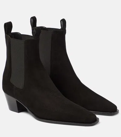 Totême The City Suede Ankle Boots In Black