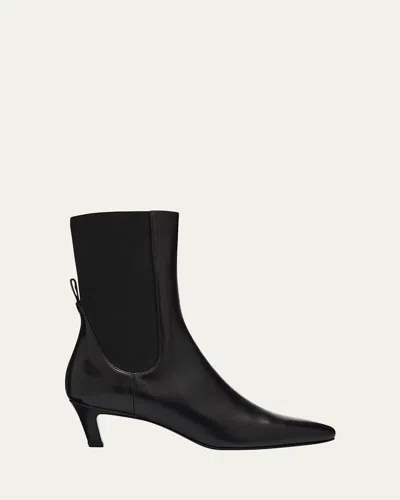 Totême The Mid Heel Calfskin Ankle Boots In Black