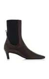 Totême The Mid Heel Leather Boots In Brown