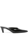 Totême The Patent 55 Pointed Mules In Black Calf Leather In Black