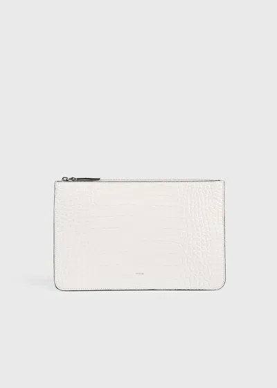 TOTÊME THREEFOLD CROCO-EMBOSSED CLUTCH OFF-WHITE