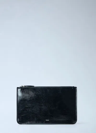 Totême Threefold Naplack Clutch Bag In Black
