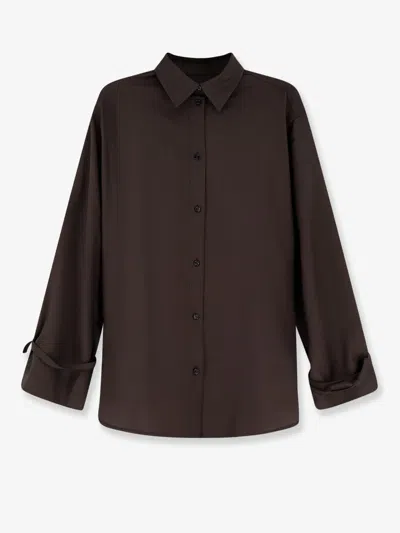 Totême Tie-cuff Wool Shirt In Brown