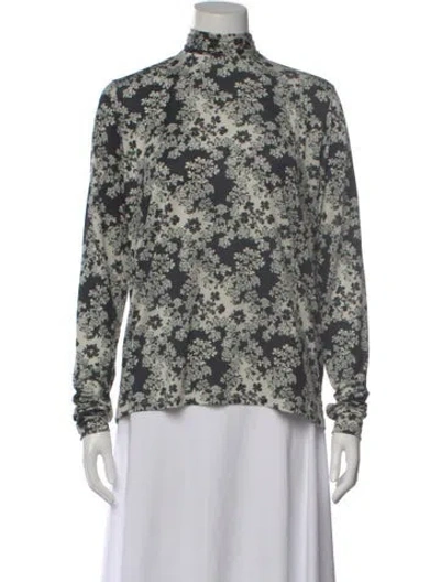 Pre-owned Totême Tie Neck Jersey Turtleneck Floral Print Top