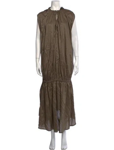 Pre-owned Totême Tie Neck Long Dress In Green