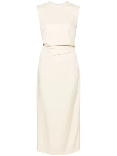 Totême Tied Linen-blend Maxi Dress In Neutrals