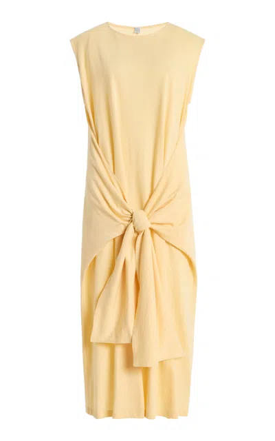 Totême Toteme Tie-detailed Jersey Midi Dress In Yellow