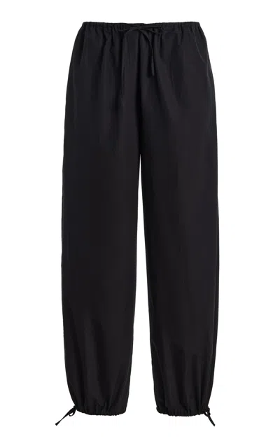 Totême Toteme Tie-detailed Organic Cotton Pants In Black