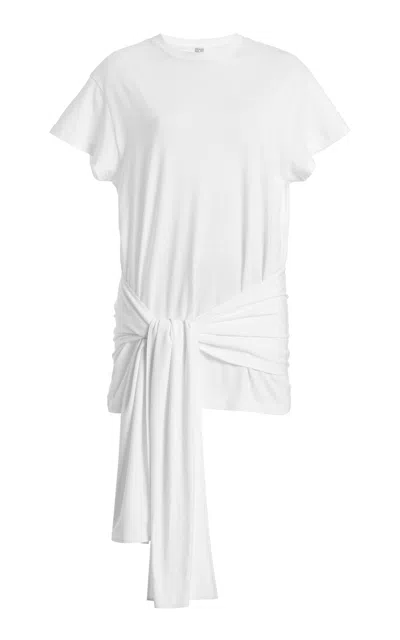 Totême Toteme Tie-detailed Tencel Jersey T-shirt In White