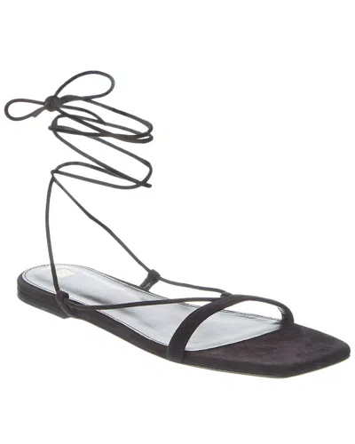 Totême Toteme Tie-fastening Suede Sandal In Black