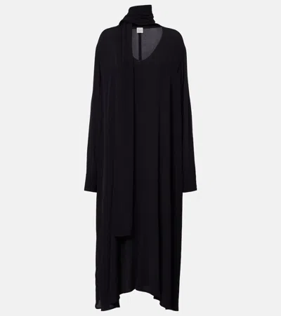 Totême Tie-detailed Woven Maxi Dress In Black