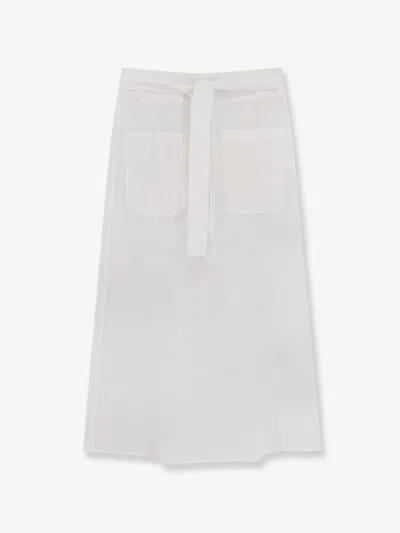 Totême Tie-waist Cotton And Linen Skirt In White